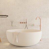 Ligbad Vrijstaand Ideavit Solidround 135x49 cm Solid Surface Mat Wit