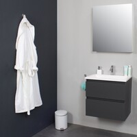 Badkamermeubel BWS Pepper Wastafel Acryl Incl Spiegelkast Met Kraangat 60x55x46 cm Antraciet