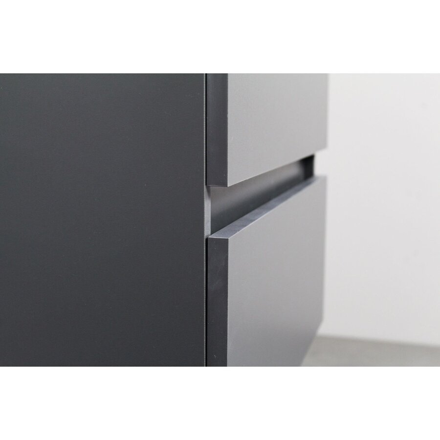 Badkamermeubel Boss & Wessing Pepper Wastafel Porselein Twee Kraangaten Incl Spiegel 120x55x46 cm Antraciet