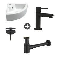 Fonteinpack Pallas Keramiek 44.5x32.5x13 cm Zwart (Keuze uit 4 kranen)