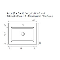 Badkamermeubel Boss & Wessing Pepper Acryl Wastafel Met Kraangat Inclusief Spiegel 60x55x46 cm Antraciet