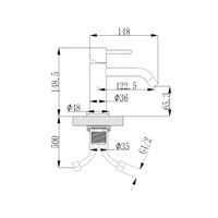 Wastafelmengkraan Opbouw Wiesbaden Style Uitloop 6.5 cm 1-hendel Geborsteld Koper