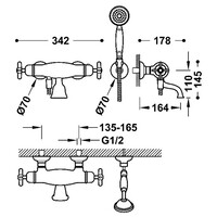 Badmengkraan Tres Clasic Opbouw Incl Handdouche Verouderd Messing Mat