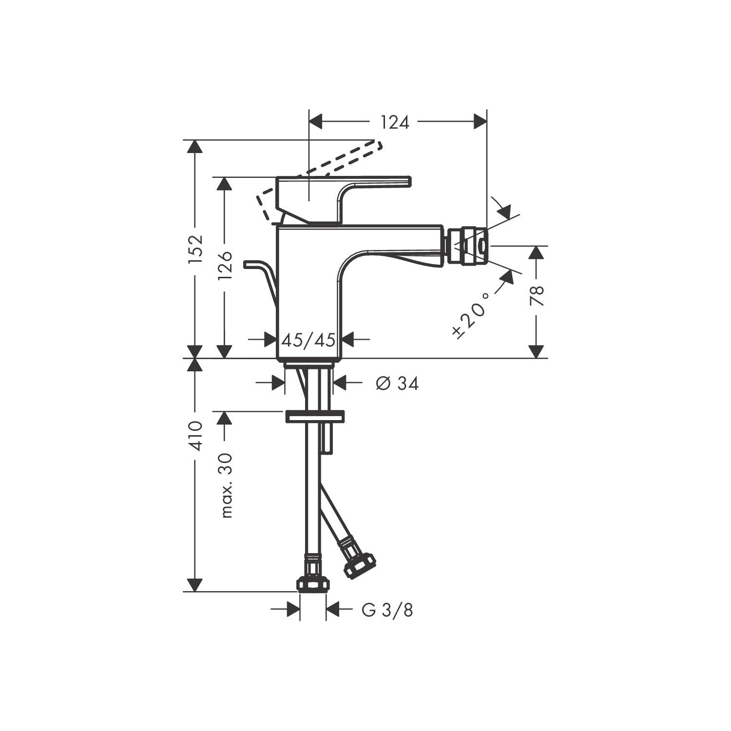 Hansgrohe Bidetkraan Vernis Shape Eengreeps Zinc Chroom