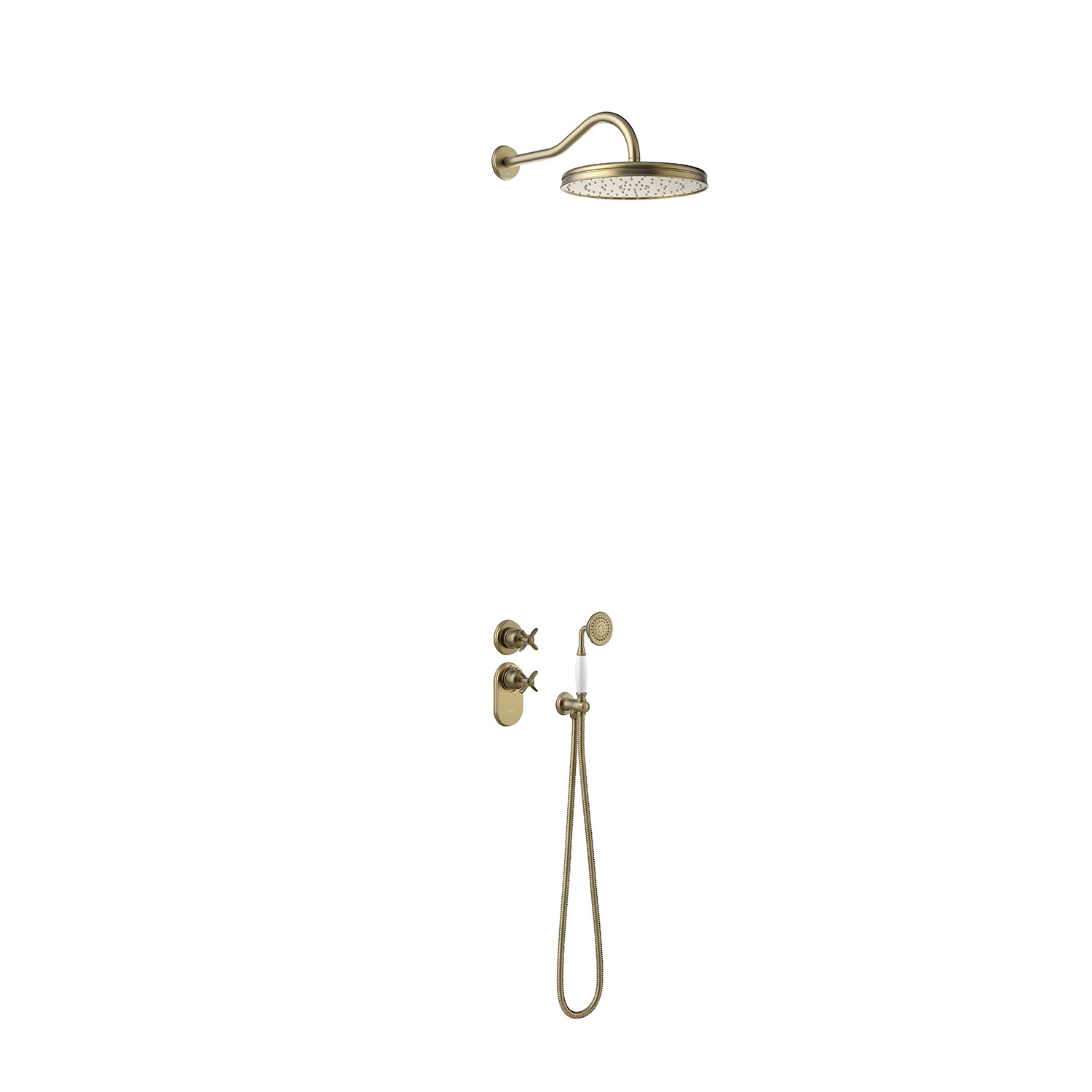 Regendoucheset Tres Clasic Thermostatische Inbouw 2-Wegs Verouderd Messing Mat Tres
