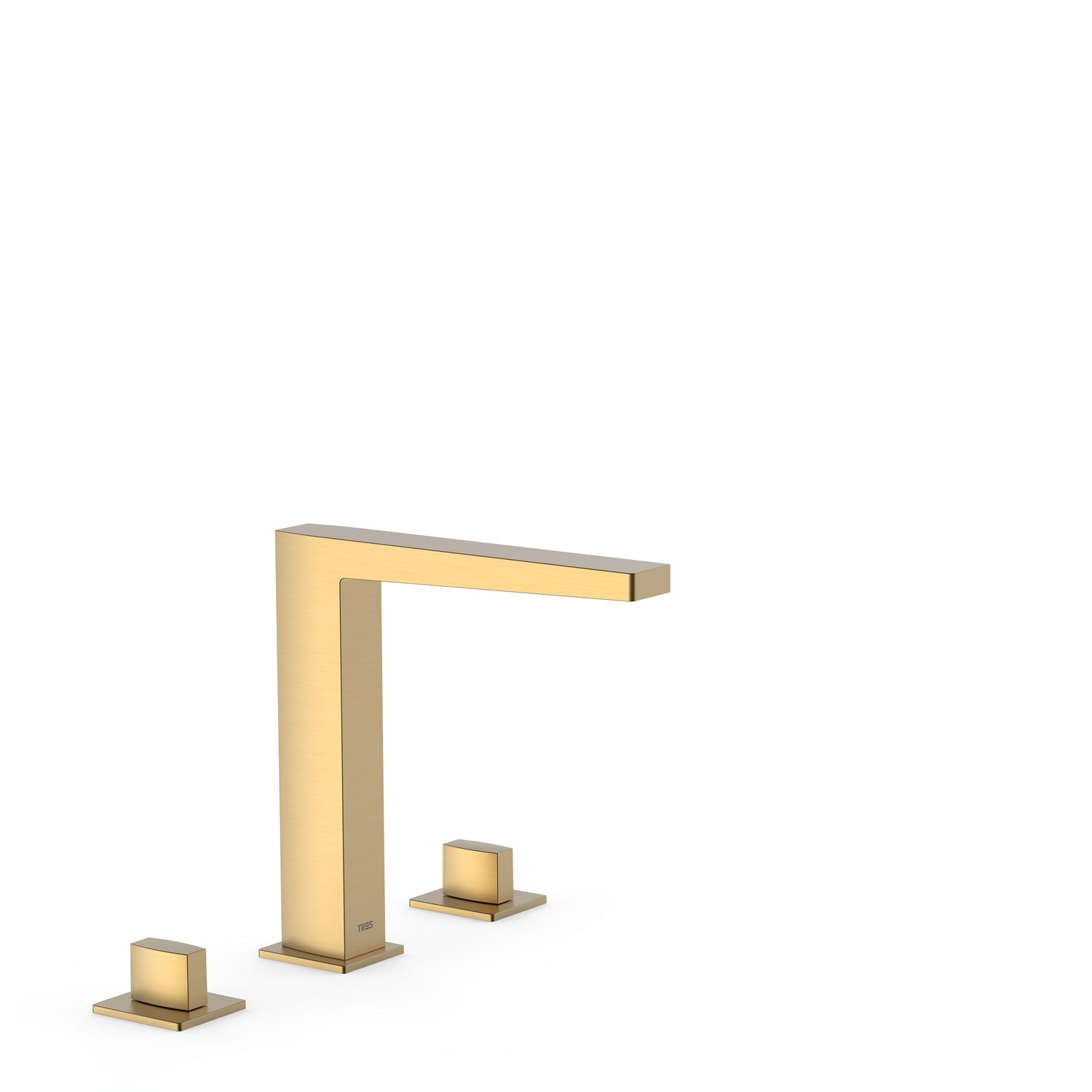 Wastafelmengkraan Tres Slim Exclusive 3-Gats met 2 Knoppen Mat Goud Tres