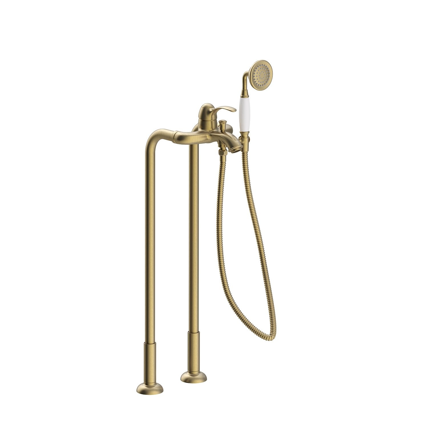 Badmengkraan Tres Clasic Vrijstaand 1 Hendel Incl Handdouche Verouderd Messing Mat Tres