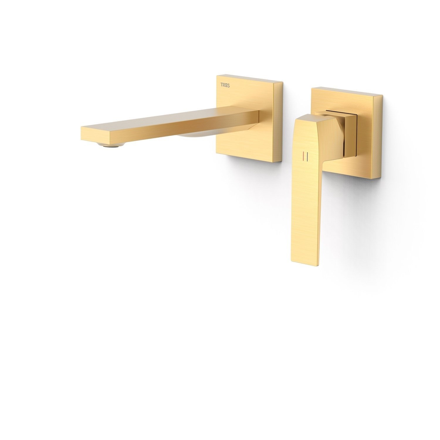 Wastafelmengkraan Inbouw Tres Slim Exclusive 2 Delen Rechte Uitloop en Hendel Mat Goud Tres