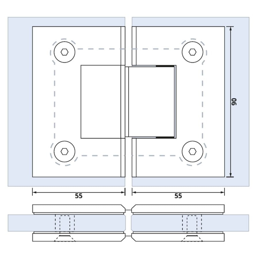Glasscharnier Just Creating 180 Graden 1 Stuks t.b.v. W2 Gunmetal