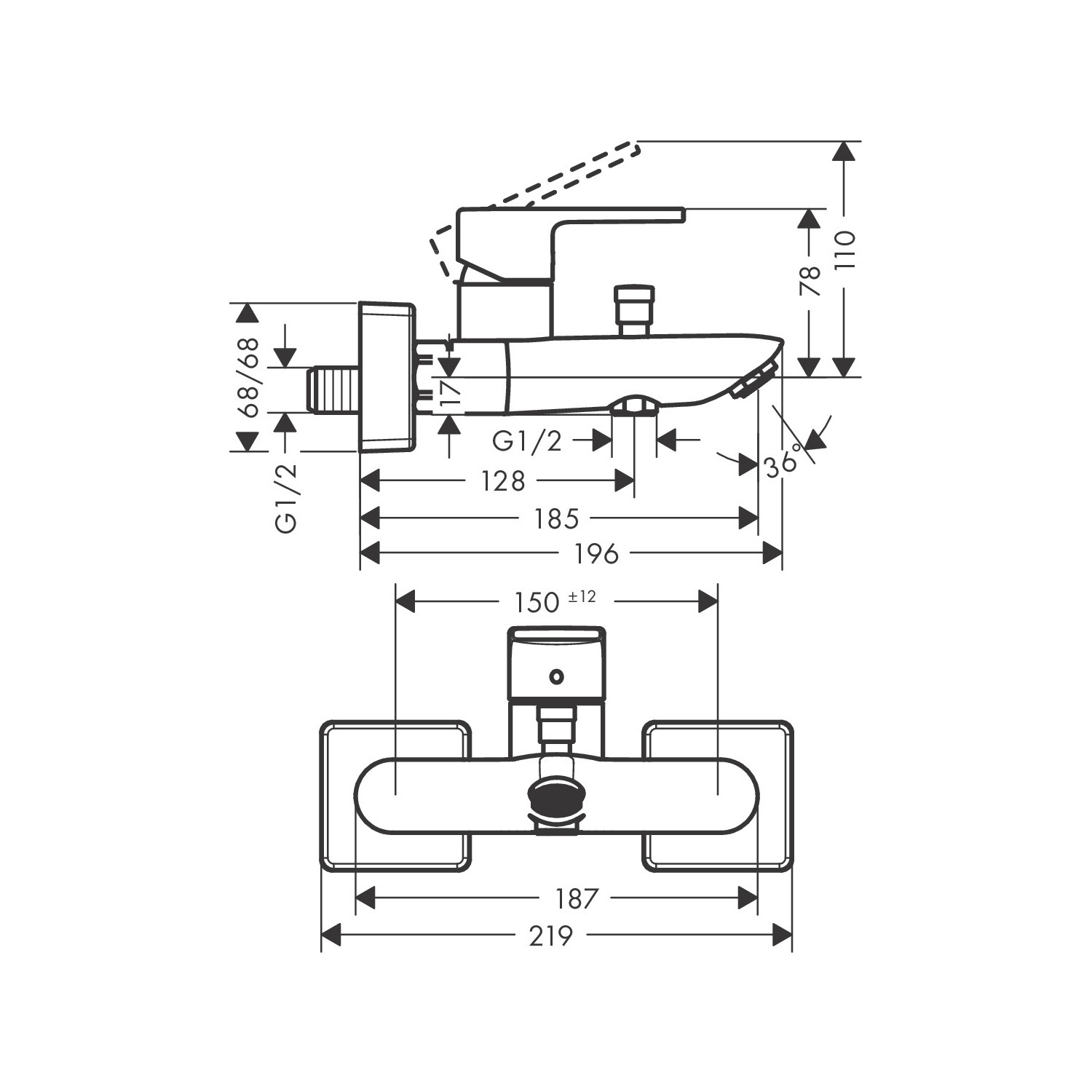 Hansgrohe Badmengkraan Opbouw Vernis Shape Eengreeps Met 2 Flow Rates Chroom