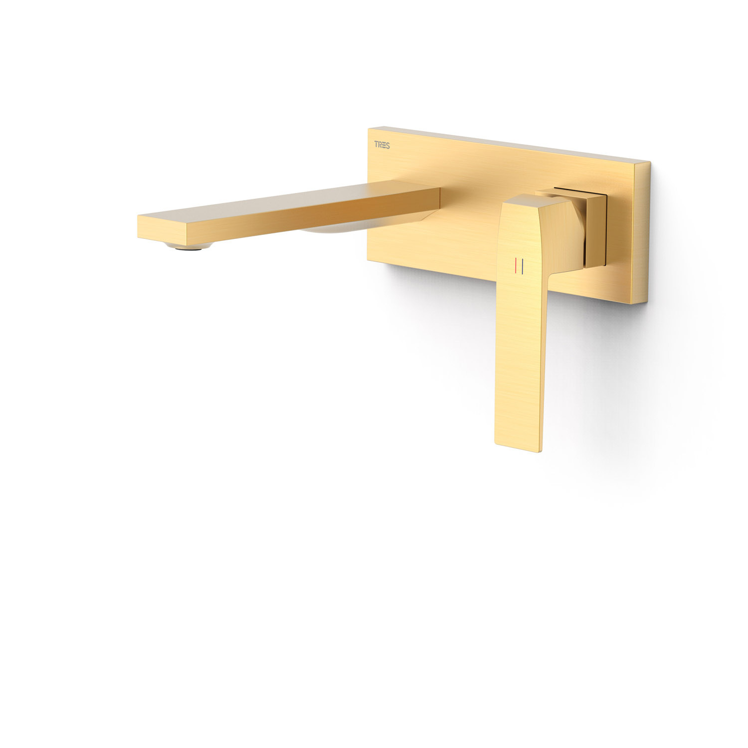 Wastafelmengkraan Inbouw Tres Slim Exclusive Rechte Uitloop en Hendel Mat Goud Tres