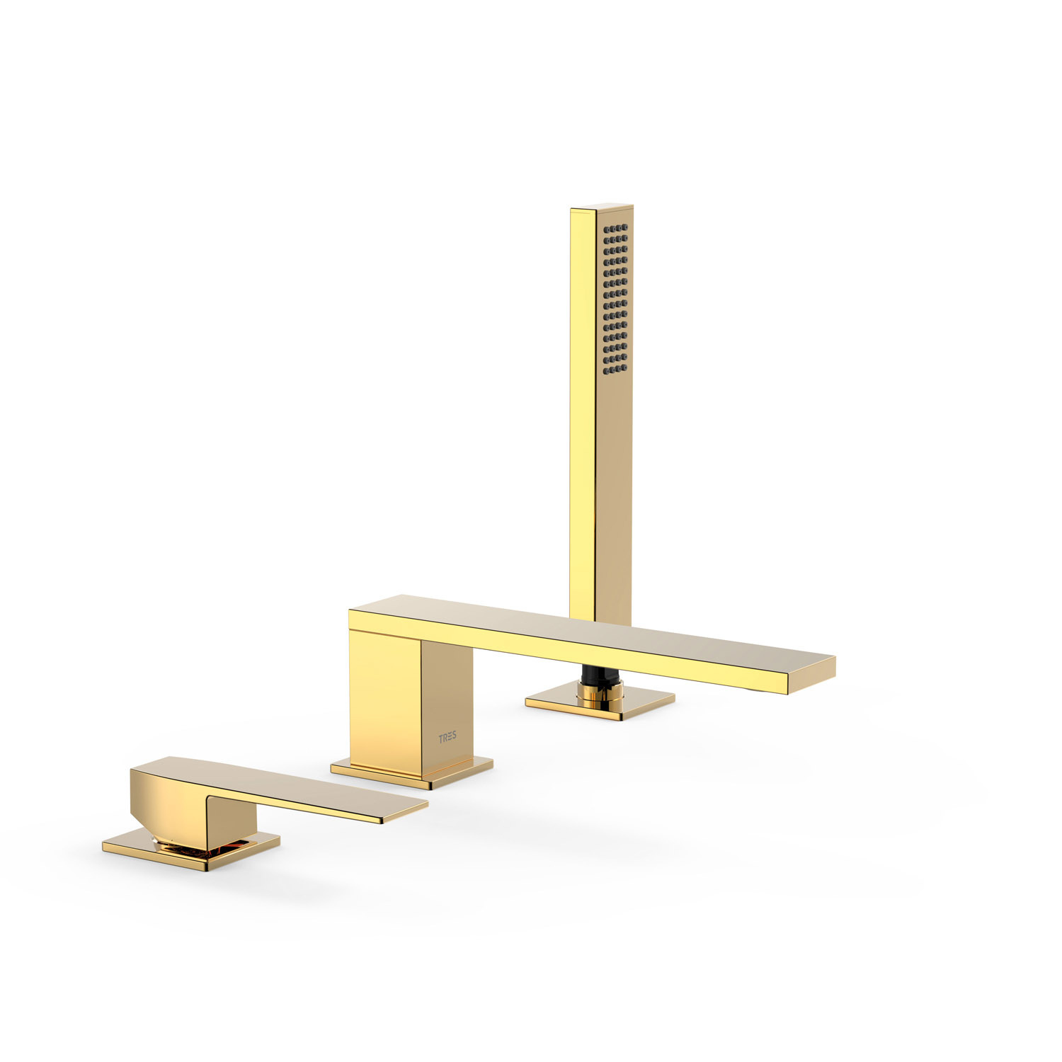 Badrandkraan Tres Slim Exclusive met Handdoucheset Rechte Uitloop 18 cm Goud Tres