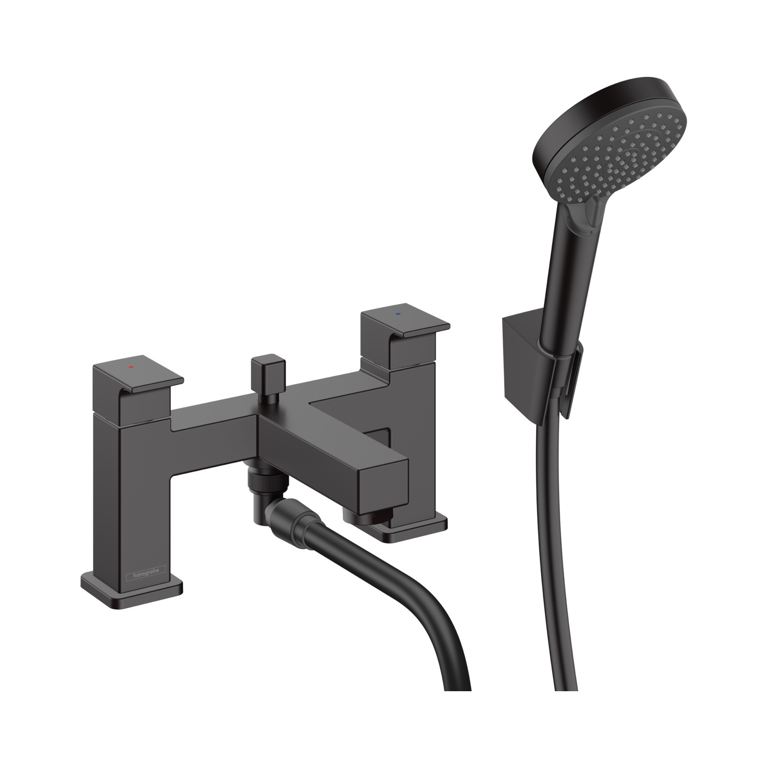 Hansgrohe Badrandmengkraan Vernis Shape 2-Gats met Stopkraan en Vernis Blend Handdouche Vario Mat Zwart