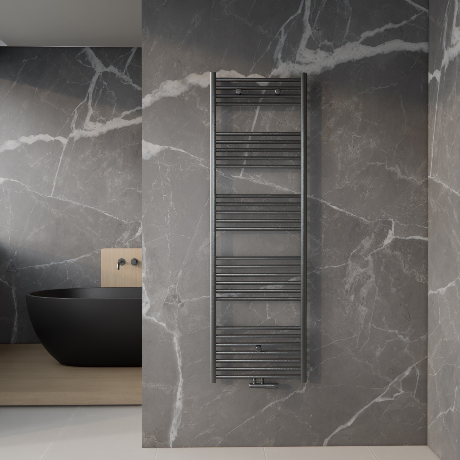 Handdoek Radiator BWS Cory 160x60 cm 557 Watt Midden en Zijaansluiting Gunmetal Boss & Wessing