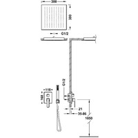 Regendoucheset Inbouw Tres Slim Exclusive Met Plafonddouche en Handdoucheset met Staafhanddouche Mat Goud