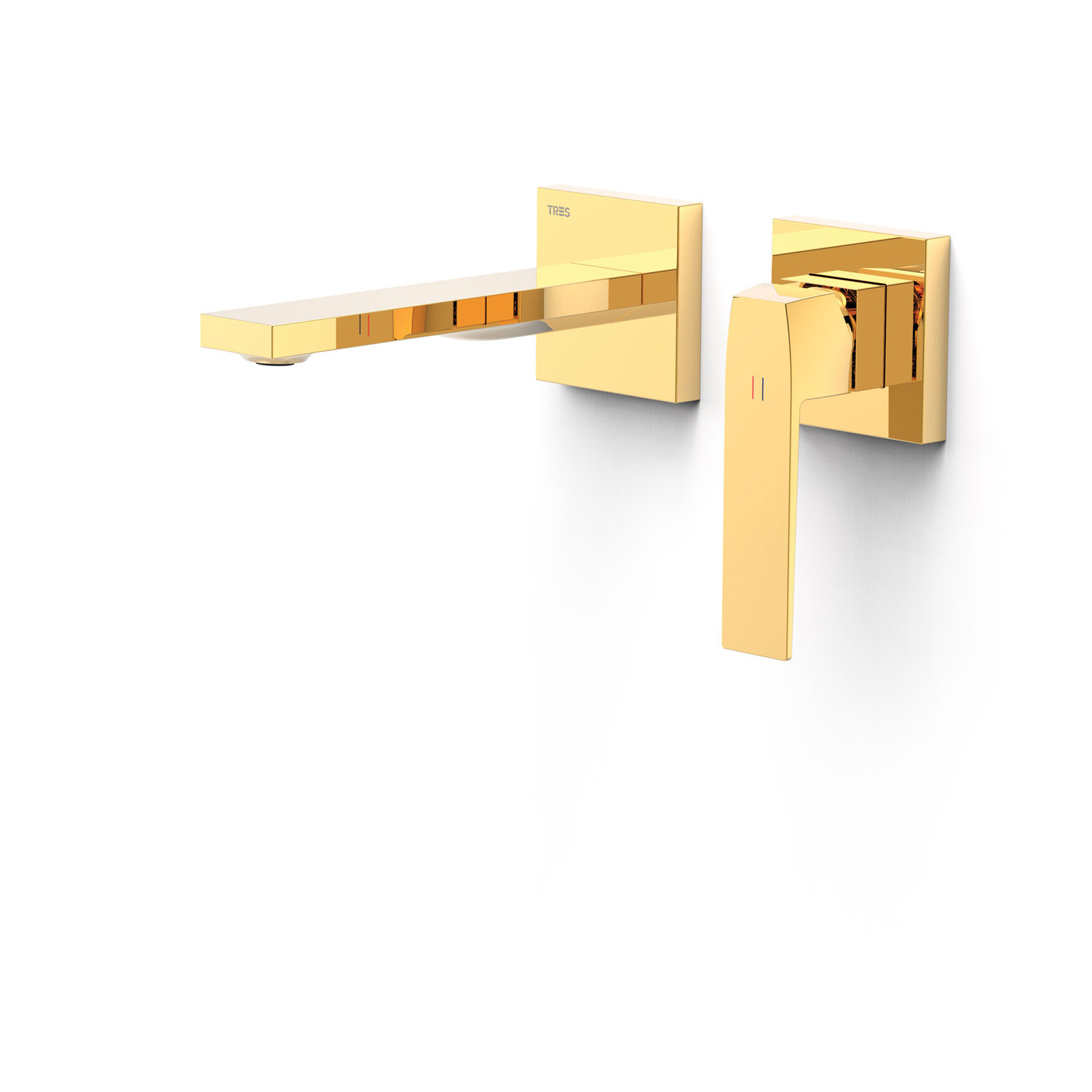 Wastafelmengkraan Inbouw Tres Slim Exclusive 2 Delen Rechte Uitloop en Hendel Goud Tres