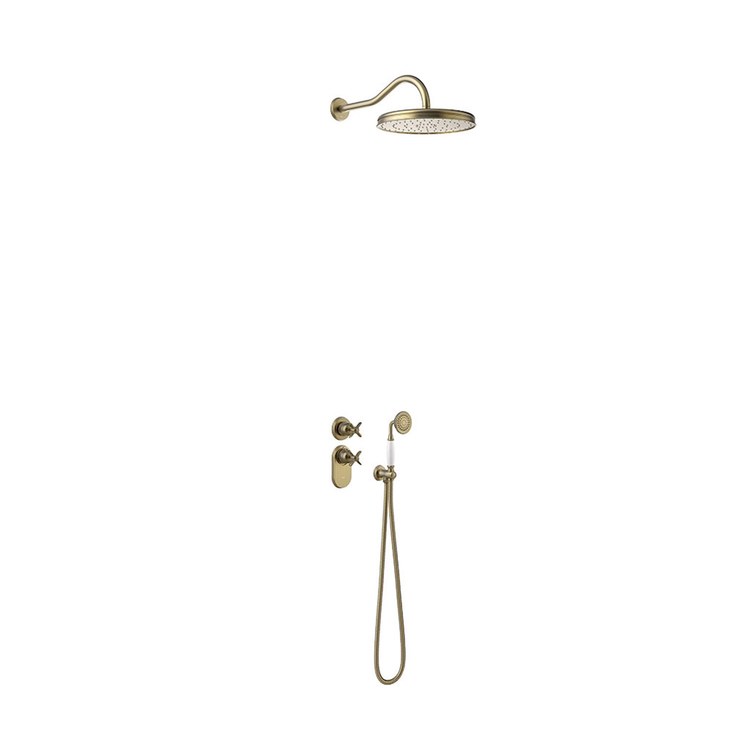 Regendoucheset Tres Clasic Thermostatische Inbouw 2-Wegs Verouderd Messing Tres