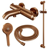 Opbouwset Bad- en Douchekraan Brauer Copper Edition Thermostatisch Met Glijstang En Handdouche 3 Standen Geborsteld Koper