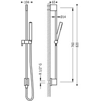 Glijstangset Tres 76 cm met Waterinlaat Handdouche Rond Mat Zwart