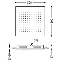 Hoofddouche Tres Plafond 50x50 cm Vierkant Patroon Staal