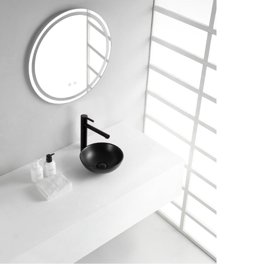 Opbouw Waskom Wiesbaden Kimo 28x28x10 cm Keramiek Mat Zwart