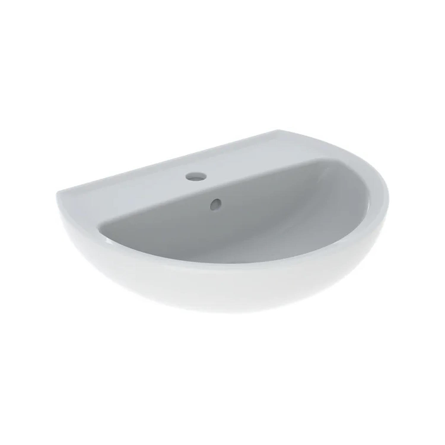 Geberit Wastafel Bastia 55x42 cm Rond met Kraangat met Overloop Glans Wit