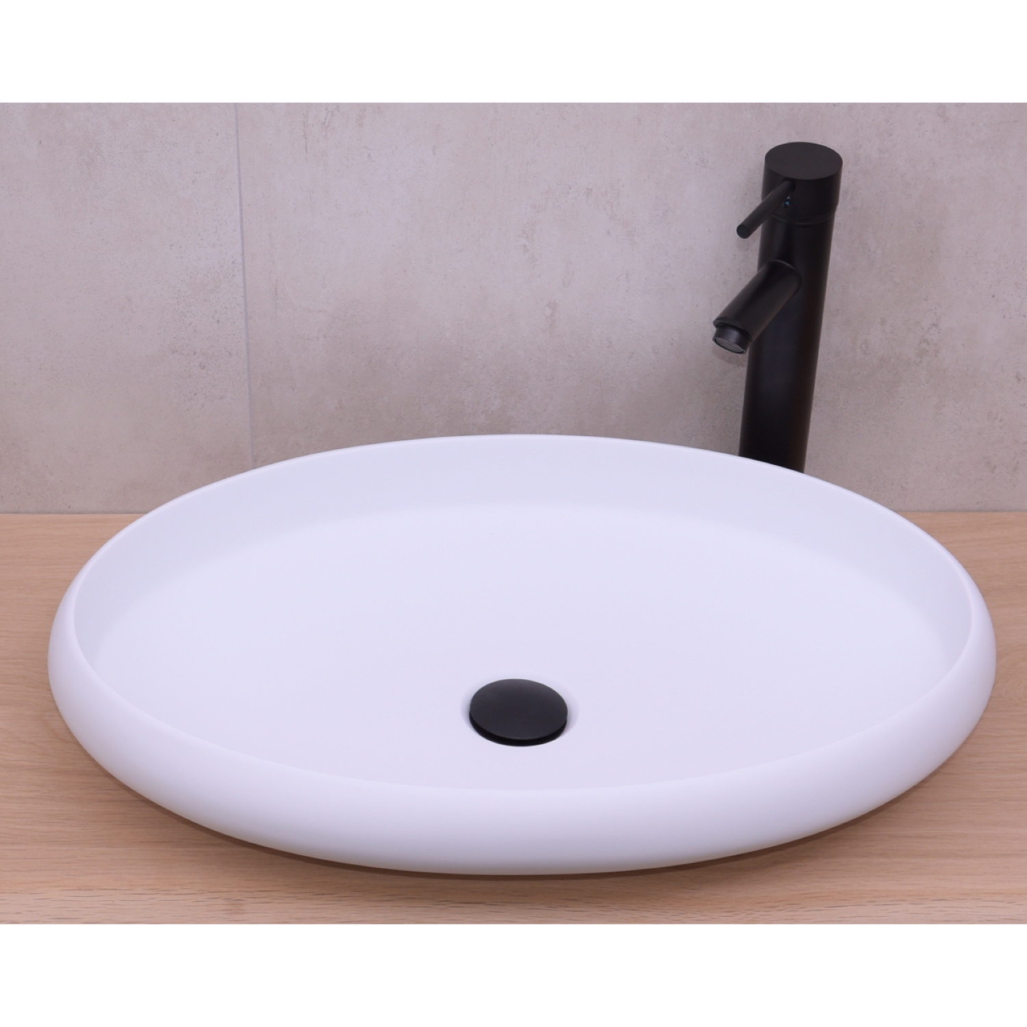 Opbouw Waskom Boss & Wessing Enjoy 60x40x11 cm Solid Surface Mat Wit Aqua Splash