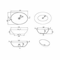 Waskom Luca Sanitair Ovaal 57x40x14cm Solid Surface 8mm Dik Antraciet