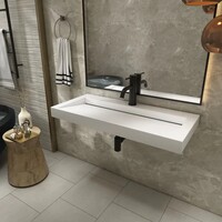 Wastafel AquaSplash Hoya 100x45.5 cm Met Kraangat Mat Wit