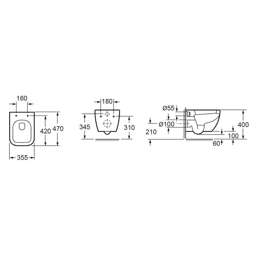 Wiesbaden Sky verkort wandcloset 47cm+soft-close zitting wit