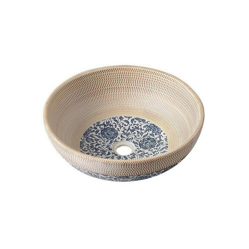 Waskom Sapho Priori Rond 42x15 cm Keramiek Decor Beige / Blauw 