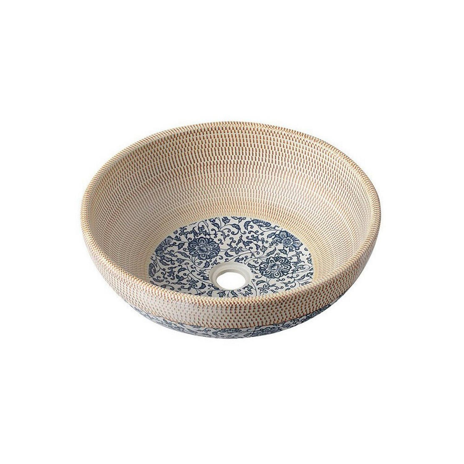 Waskom Sapho Priori Rond 42x15 cm Keramiek Decor Beige-Blauw Sapho