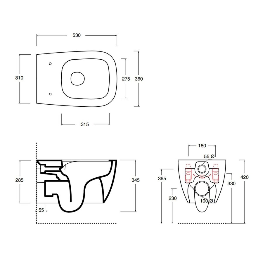 Wandcloset Salenzi Mirare Randloos excl. Zitting Glans Wit