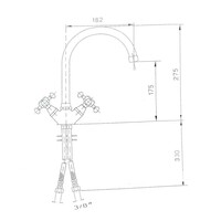 Wastafelmengkraan Sapho Antea 2-knop Gebogen Uitloop 27.5 cm Brons