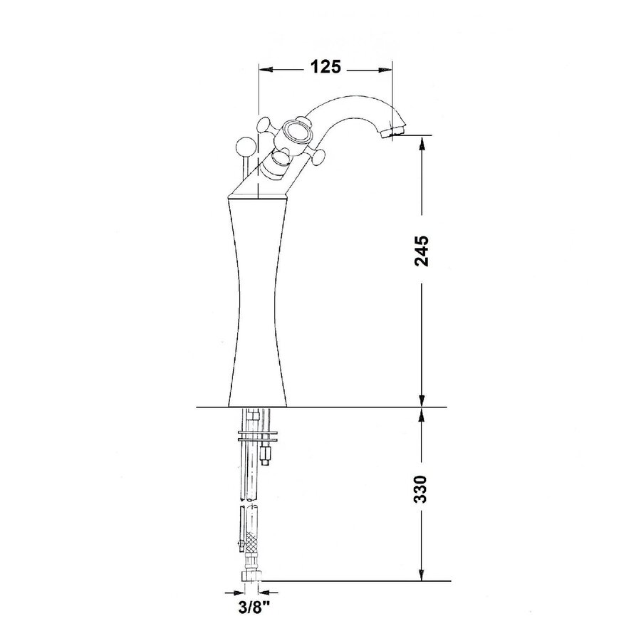 Wastafelmengkraan Sapho Antea 2-knop Gebogen Hoog 24.5 cm Chroom / Goud (incl. pop-up waste)
