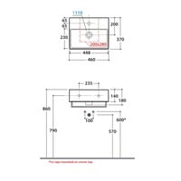 Wastafel Luca Sanitair Globo 46x37x14cm Keramiek Overloop (Met kraangat) Wit