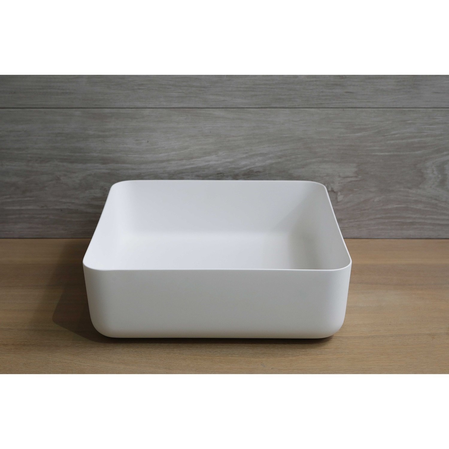 Waskom Opbouw Vierkant Luca Sanitair 40x40x13,5 cm Solid Surface Mat Wit Luca Sanitair