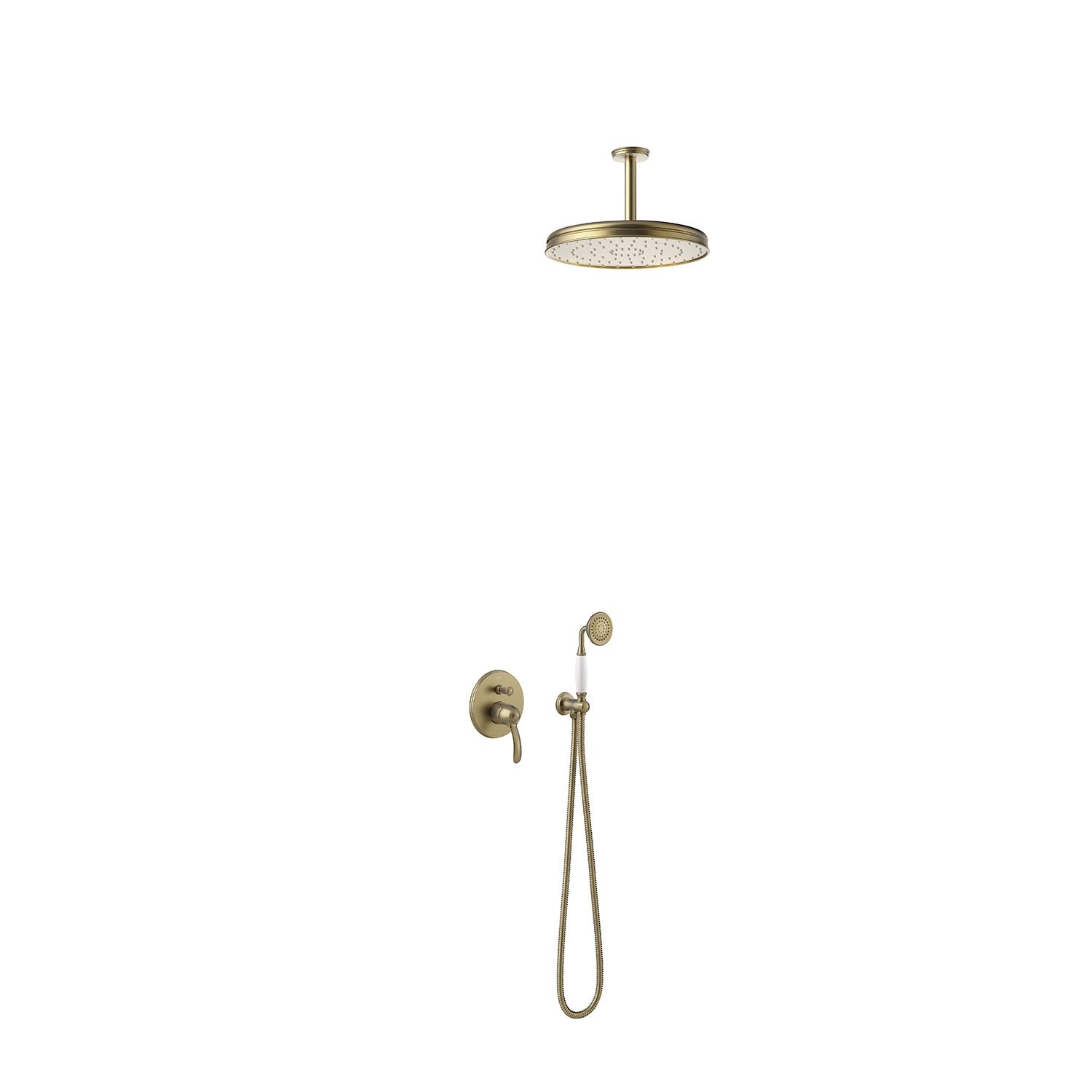 Regendoucheset Tres Clasic Mengkraan Plafondarm Incl. Handdouche Verouderd Messing Mat Tres