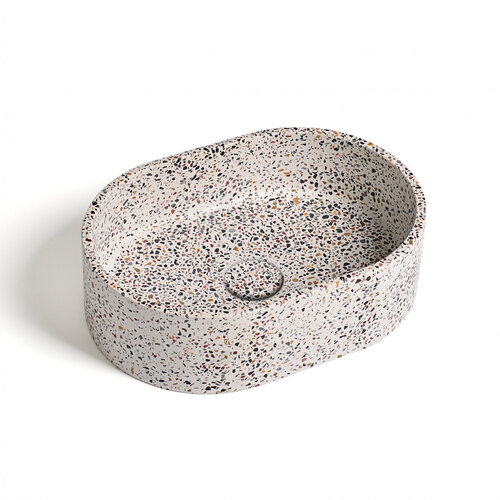 Waskom Ideavit Idea.Rock 40x28x12 cm Ovaal Terrazzo Wit 