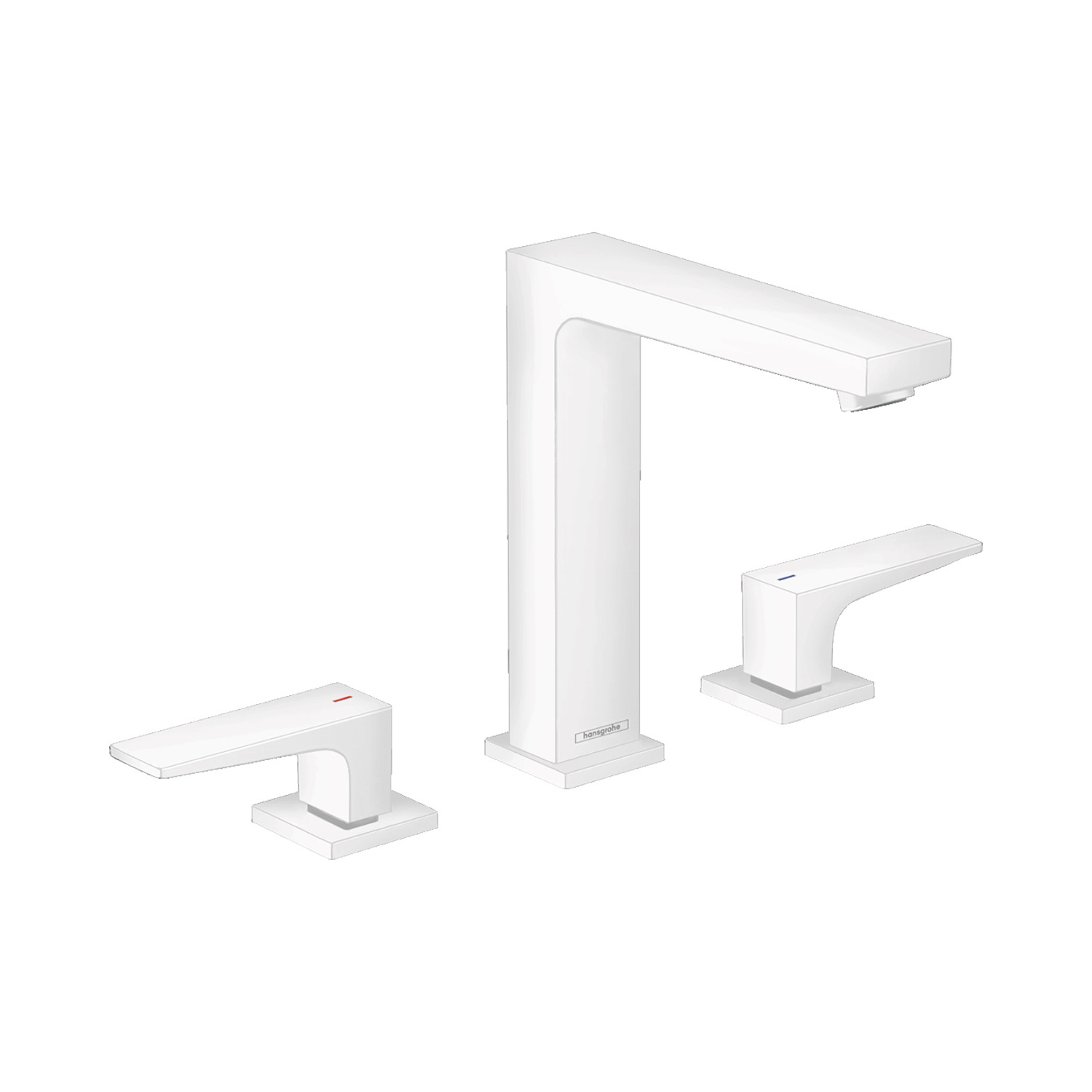 Hansgrohe Wastafelmengkraan Metropol 3-Gats 160 met Rechte Greep en Push-Open Afvoer Mat Wit