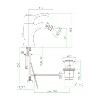 Bidetmengkraan Sapho Kirk� 1-hendel Gebogen 16.6 cm Brons (incl. clickwaste)