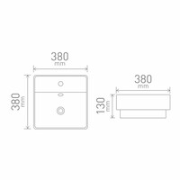 Half Inbouw Wastafel Brigit 38x13 cm Porselein Wit (1 kraangat)