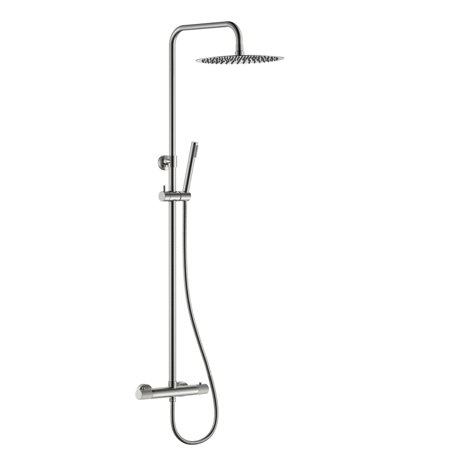 Regendoucheset Opbouw AQS Ribbel Opbouw Geborsteld Staal Aquasplash