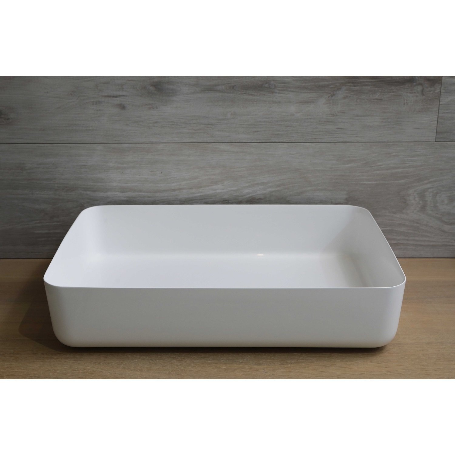 Waskom Opbouw Rechthoekig Luca Sanitair 60x40x13,5 cm Mineraalsteen Glans Wit Luca Sanitair