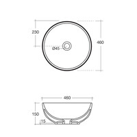 Waskom Sapho Dimp Rond 46x46x15 Keramiek Wit