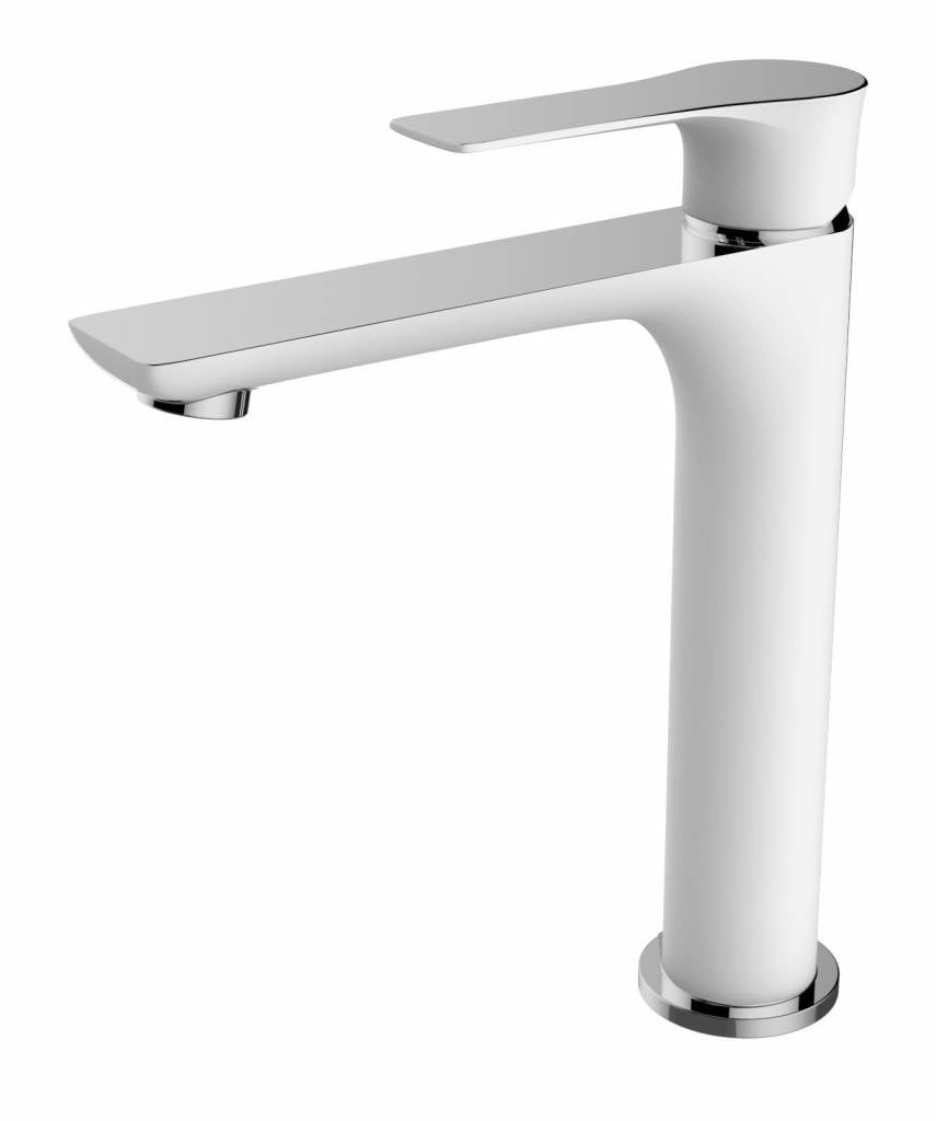 Aqua Splash Praxi Wastafelmengkraan Hoog Wit Chroom 