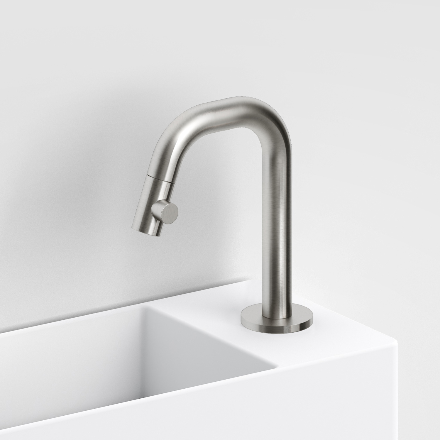Clou Kaldur Fonteinkraan Met Korte Uitloop Rechts Geborsteld RVS 15.9x4.5x10.6 cm Clou