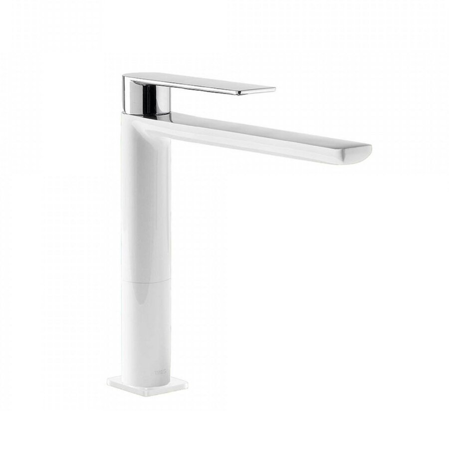 Wastafelmengkraan Tres Loft Colors 1-hendel Uitloop Recht 19.6 cm Rond Wit Chroom