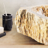 Waskom BWS Stone Organisch 30-35x15 cm Gepolijst Hout Bruin