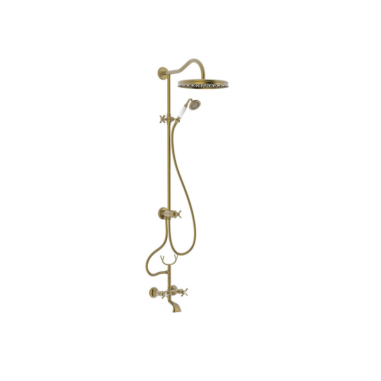 Bad/Douche Combinatie Opbouwset Tres Clasic Mengkraan Verouderd Messing Mat Tres